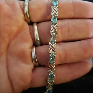 sterling Silver aquamarine tennis bracelet